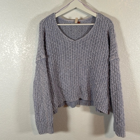 Pilcro Anthropologie Lavender Cotton Boxy Cropped Sweater Size XL - Picture 1 of 7